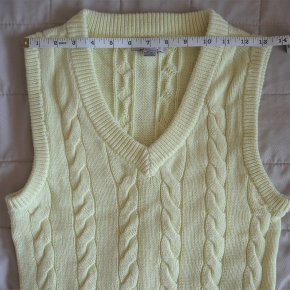 Yellow Cable Knit Sweater Vest NWOT - Picture 3 of 7